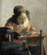 Johannes Vermeer Lace embroidery woman oil painting on canvas
